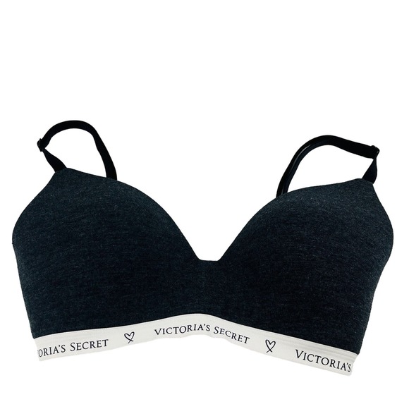 Victoria's Secret 32DD‎ T-Shirt Bra Charcoal Gray Lightly Lined Wireless - Picture 1 of 5